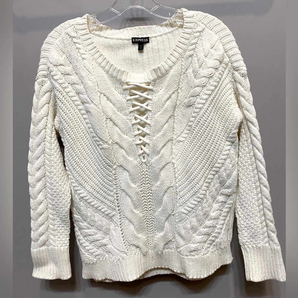Express Oversized Knit Cream Sweater